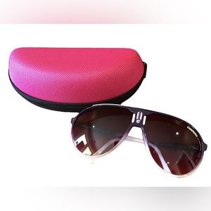 CARRERA Aviator Sunglasses Champion PURPLE White Stripe Italy W/ Hard shell Case
